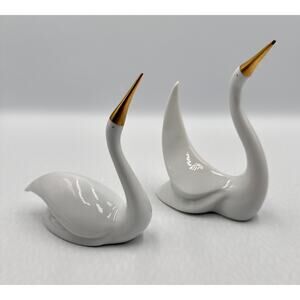 Hollohaza Art Deco Vintage Hungarian Porcelain Swans